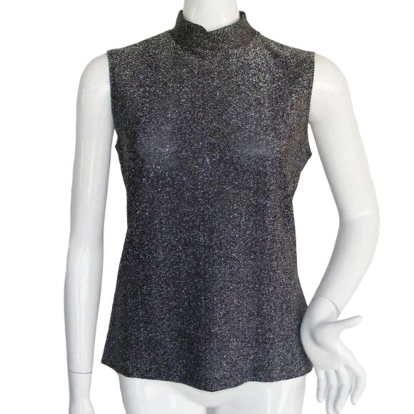 Vintage Top/Shirt-Jacket Set, S, 2pc, Silvery Sparkle, Rhinestone Buttons - Picture 6 of 12